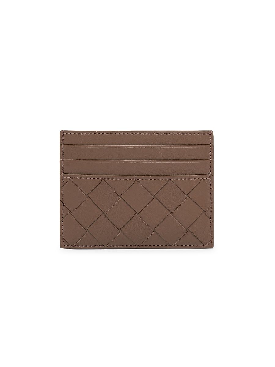 Women's Intrecciato Leather Card Case - Barolo
