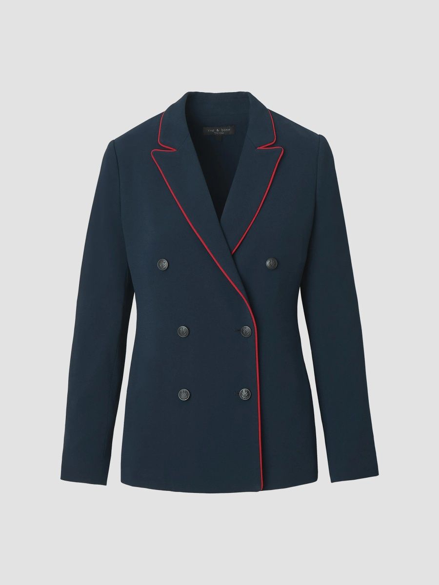 rag & bone Women's Darren Double-Breasted Blazer - Navy - Size 0