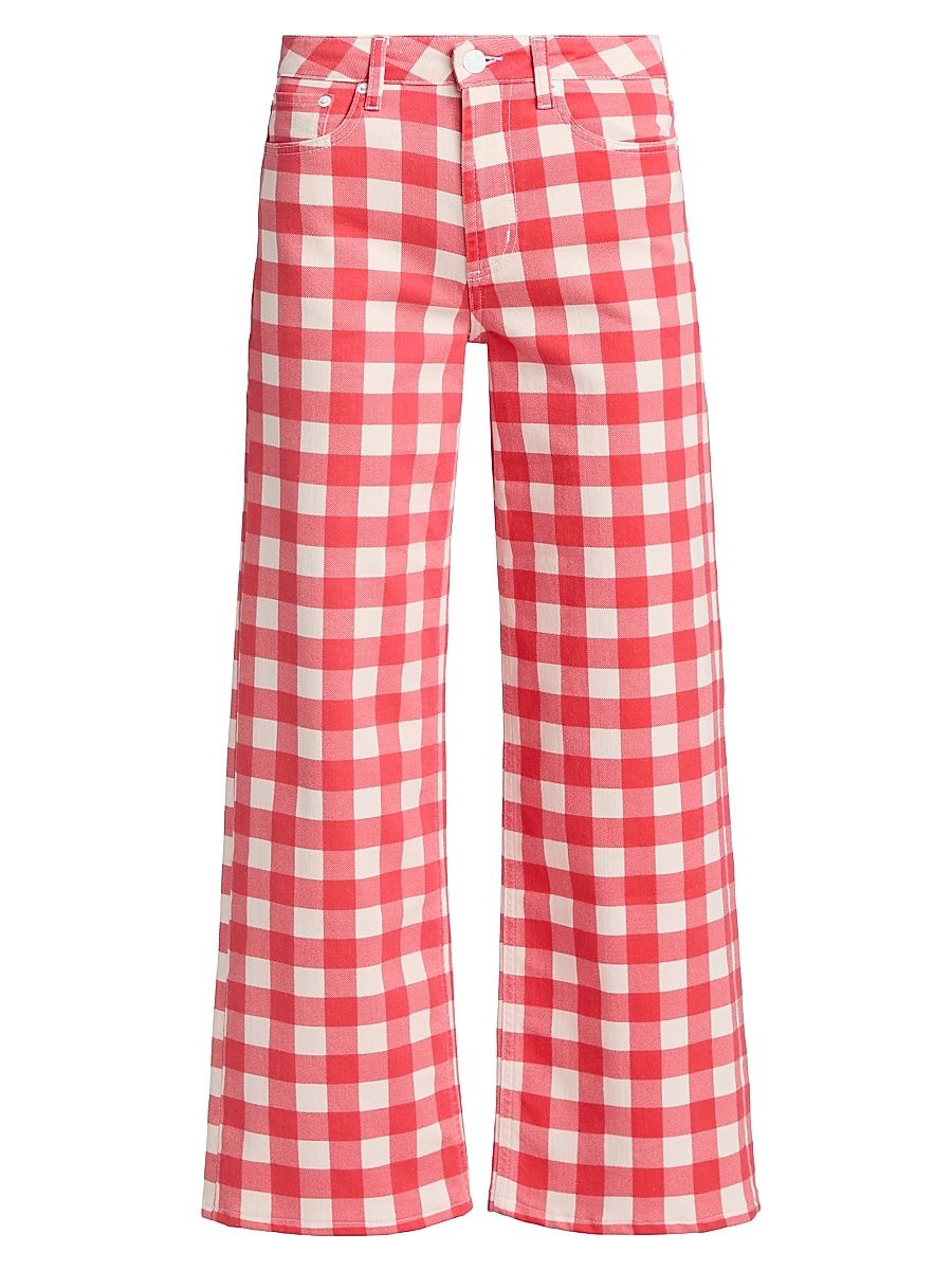Women's Getty Gingham Wide-Leg Crop Jeans - Tomato Gingham - Size 32