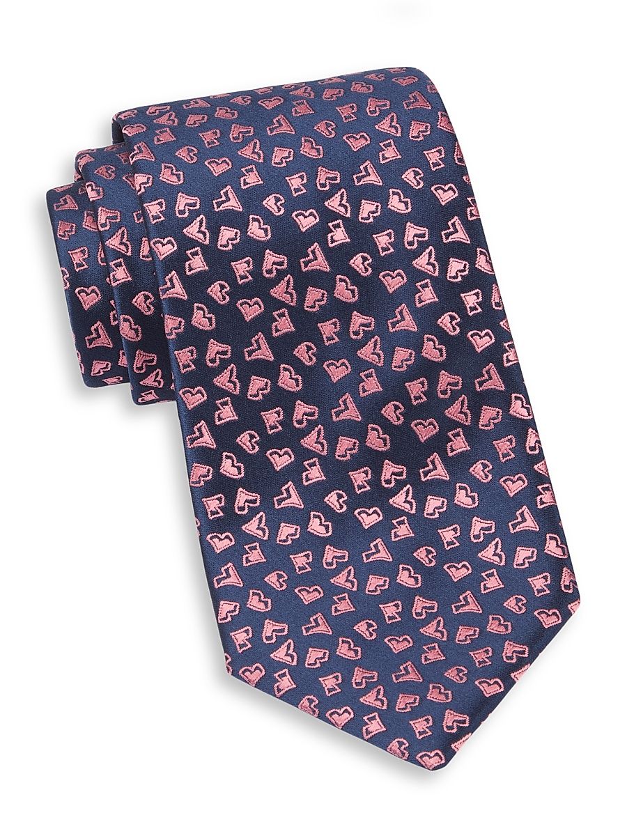 Men's Neat V Silk Tie - Navy Pink