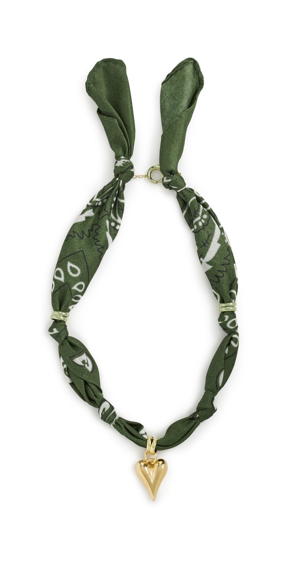 By Adina Eden Puffy Cubic Zirconia Heart Satin Scarf Necklace Gold One Size