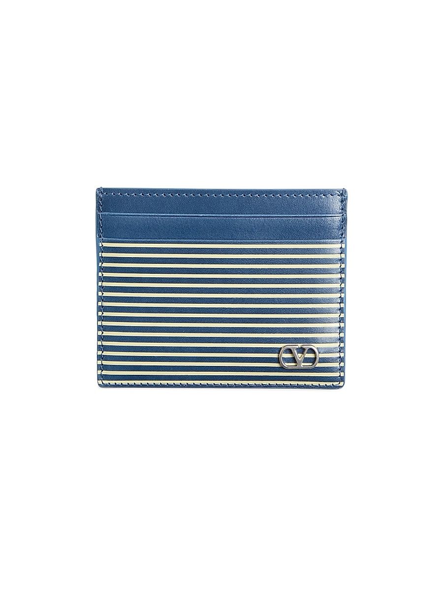 Men's VLogo Signature Wallet in Grainy Calfskin with Le Chat De La Maison Print - Azure