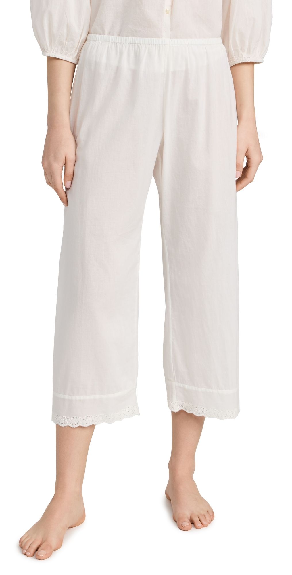 THE GREAT. The Eyelet Easy Sleep Pants True White 2