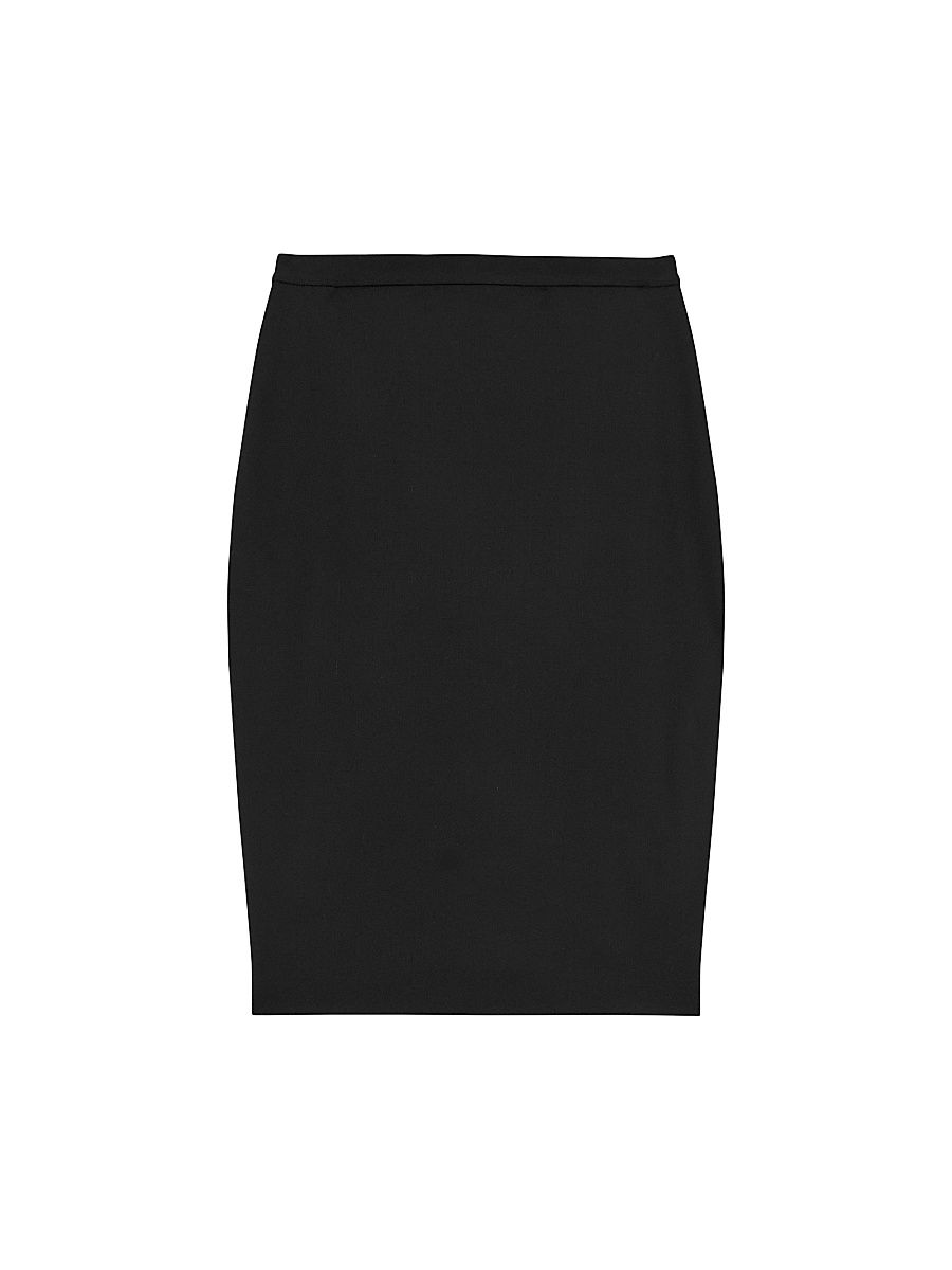 Women's Wool Slim Pencil Skirt - Black - Size 16