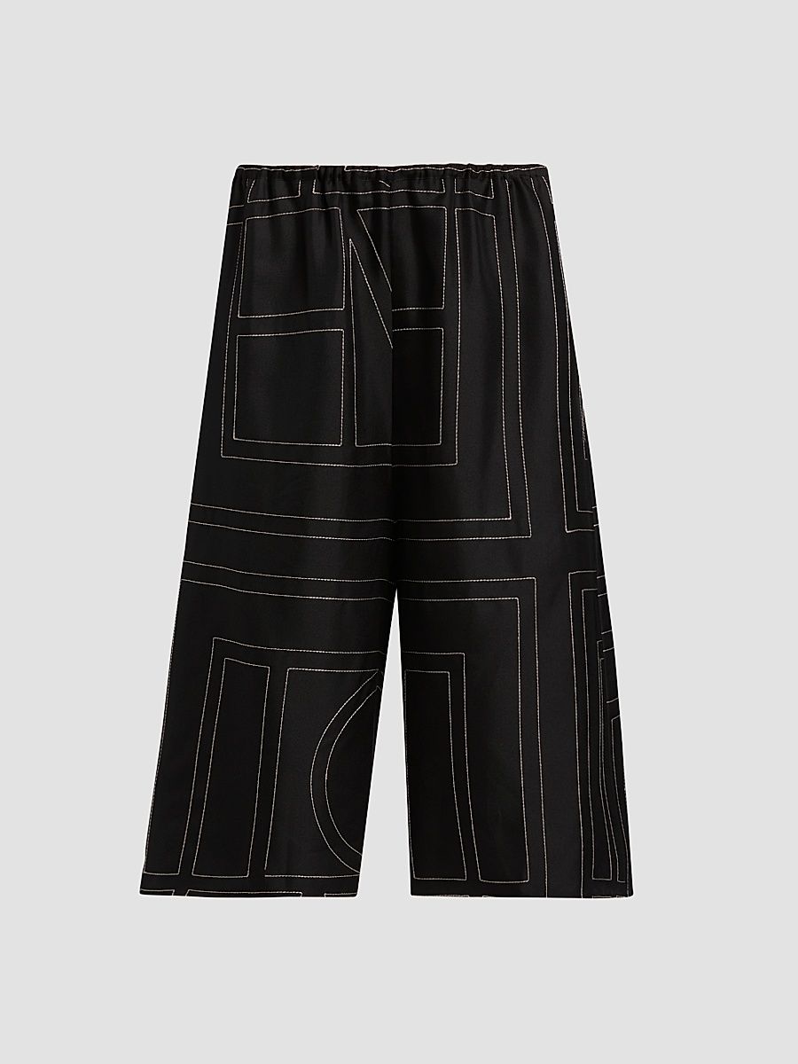 Women's Monogram Silk Pajama-Style Culottes - Black - Size 00