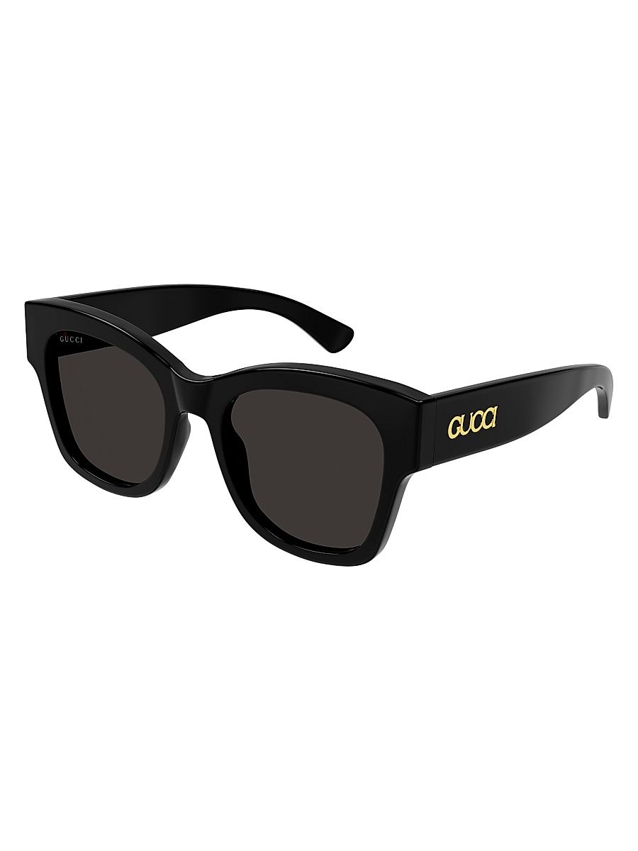 Women's Gucci Lacquered 53MM Butterfly Sunglasses - Black Gold Black