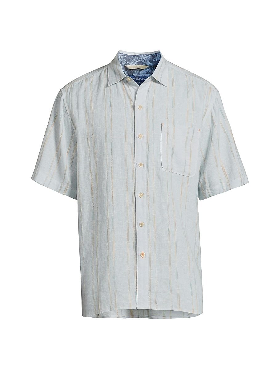 Men's Sonora Stripe Button-Front Shirt - Dew Drop - Size Large