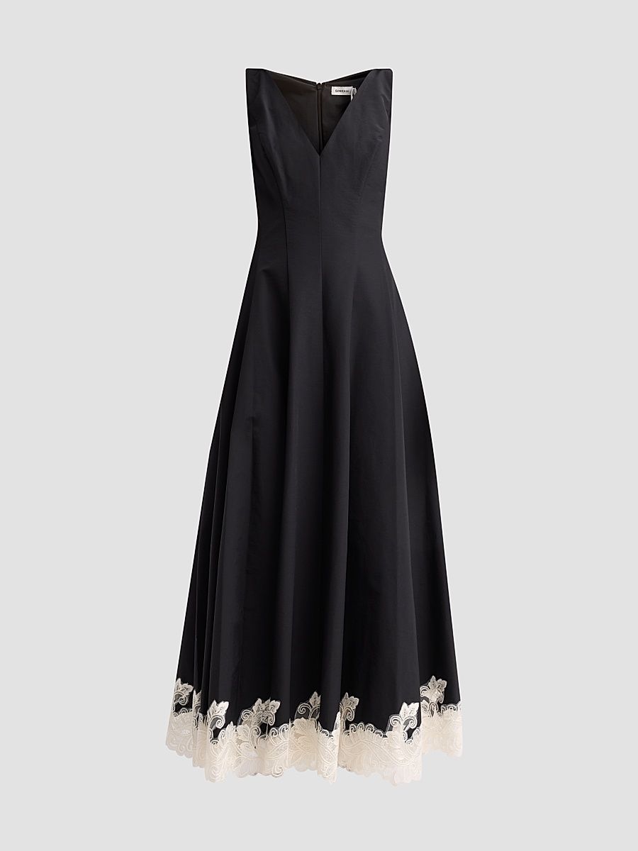 Women's Mira Cotton-Blend Maxi Dress - Black Multi - Size 2
