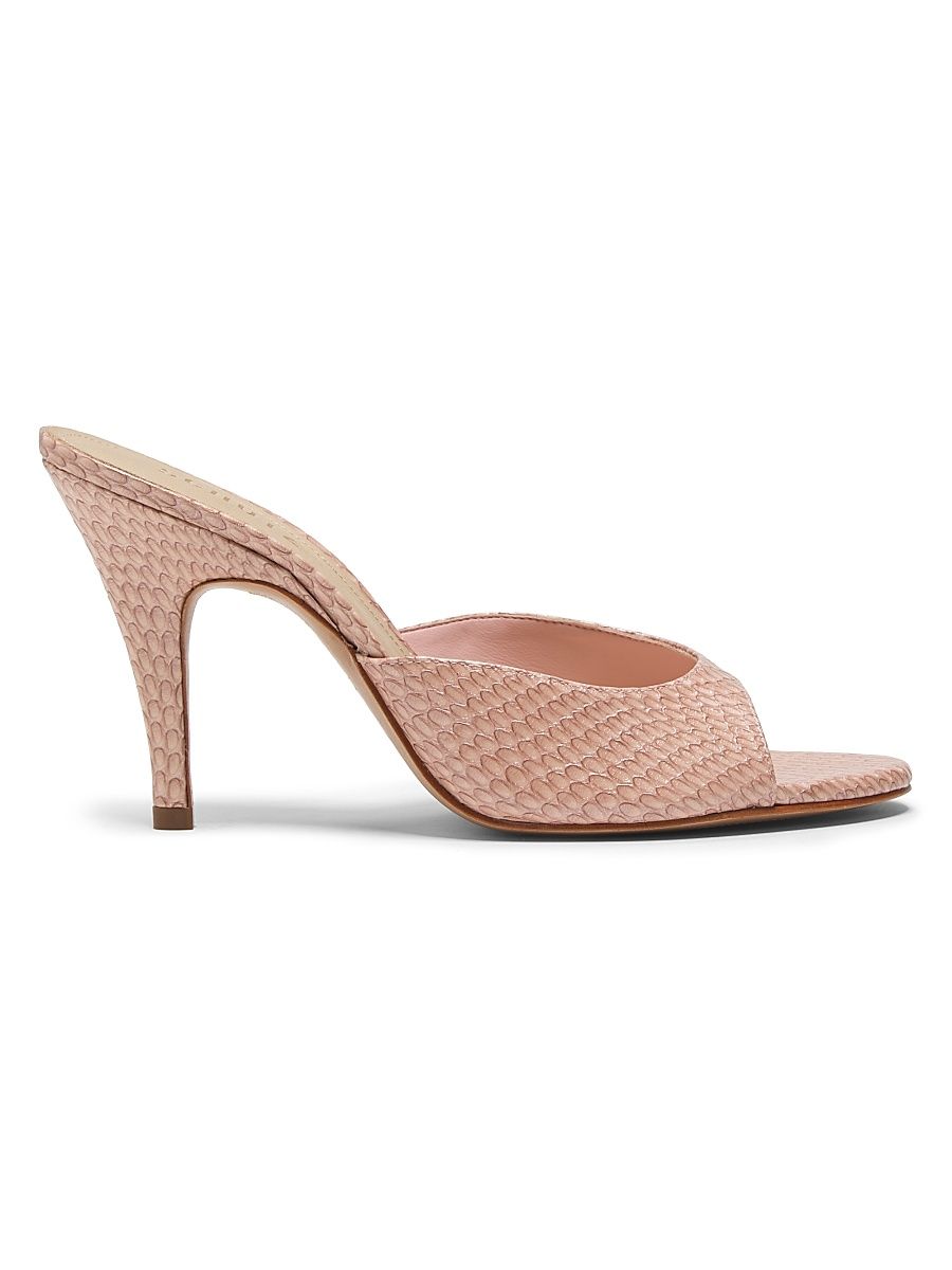 Women's Clea 90MM Snake-Embossed Leather Sandals - Miele - Size 11