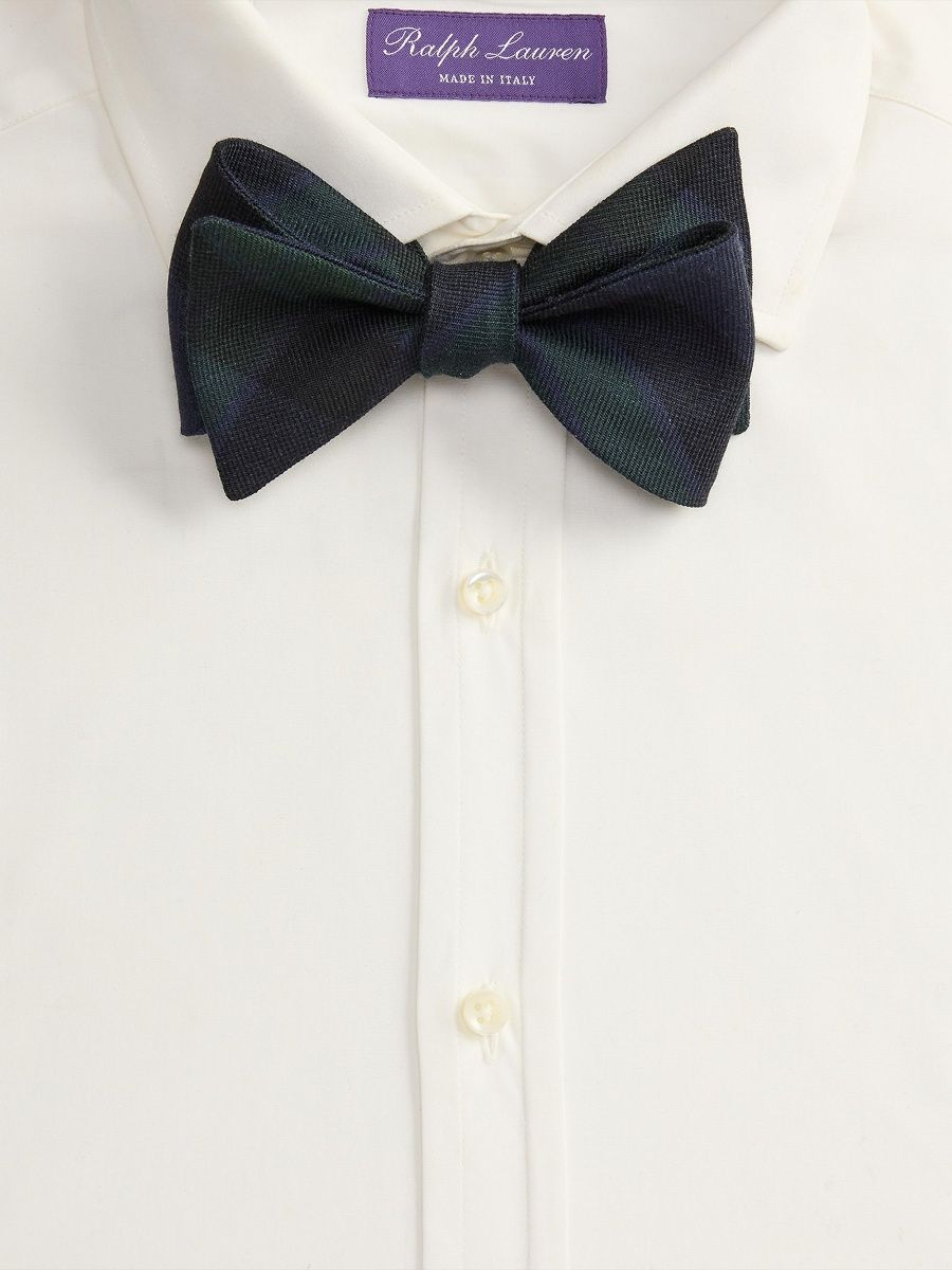 Ralph Lauren Purple Label Men's Plaid-Print Cashmere-Silk Bow Tie - Navy Green Black