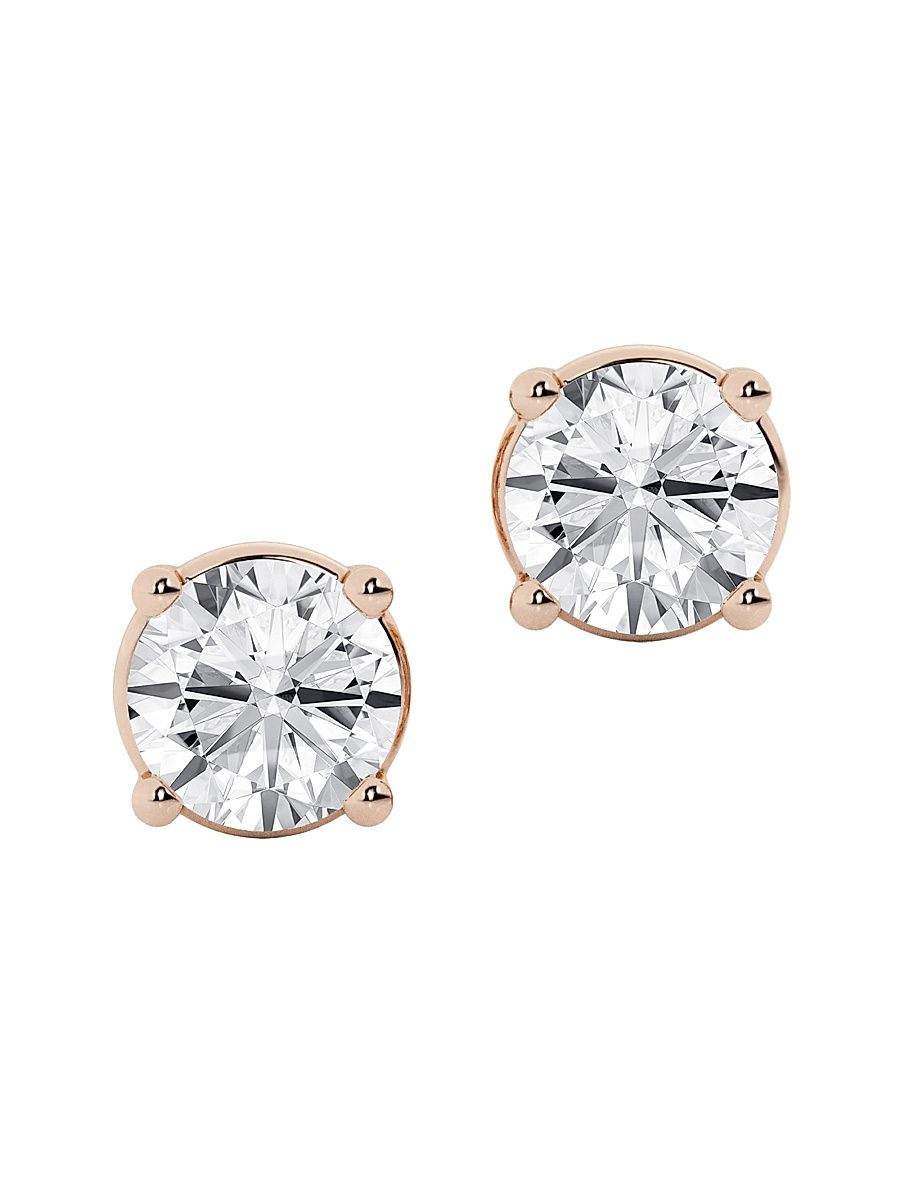 Women's 14K Gold & Round Lab-Grown Diamond Stud Earrings - Rose Gold - Size 2