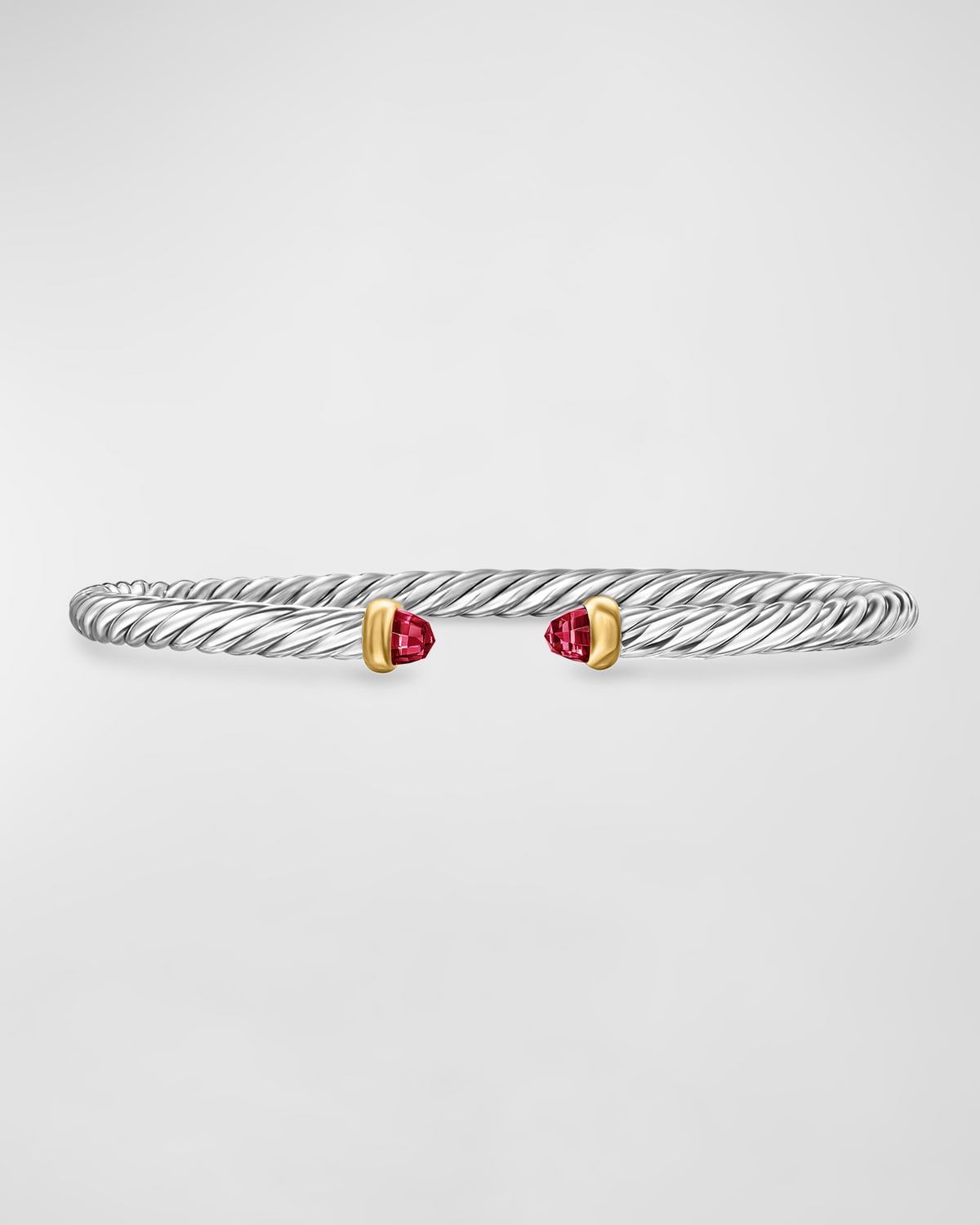 Cable Flex Bracelet with Gemstone in Silver and 14K Gold, 4mm