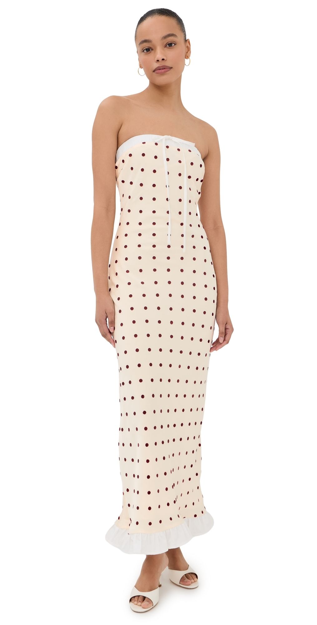 MAUDE CLUB Donni Dress Ivory Red Dots S