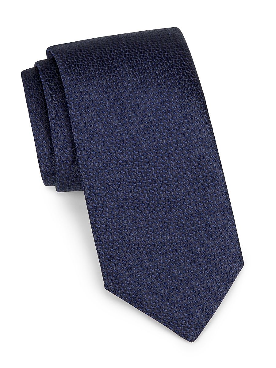 Men's Neat Geometric Silk Tie - Navy