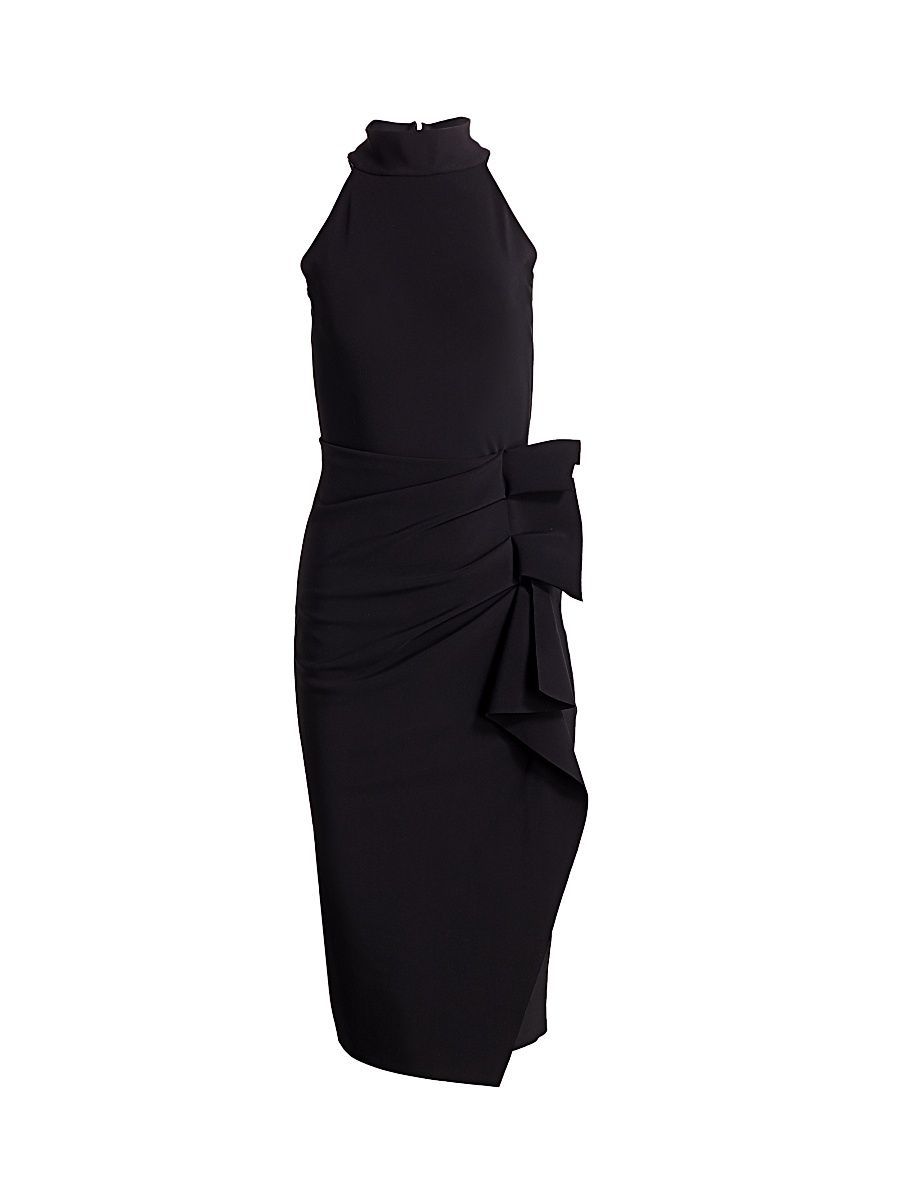 Women's Halter Ruffle Midi Dress - Black - Size 18