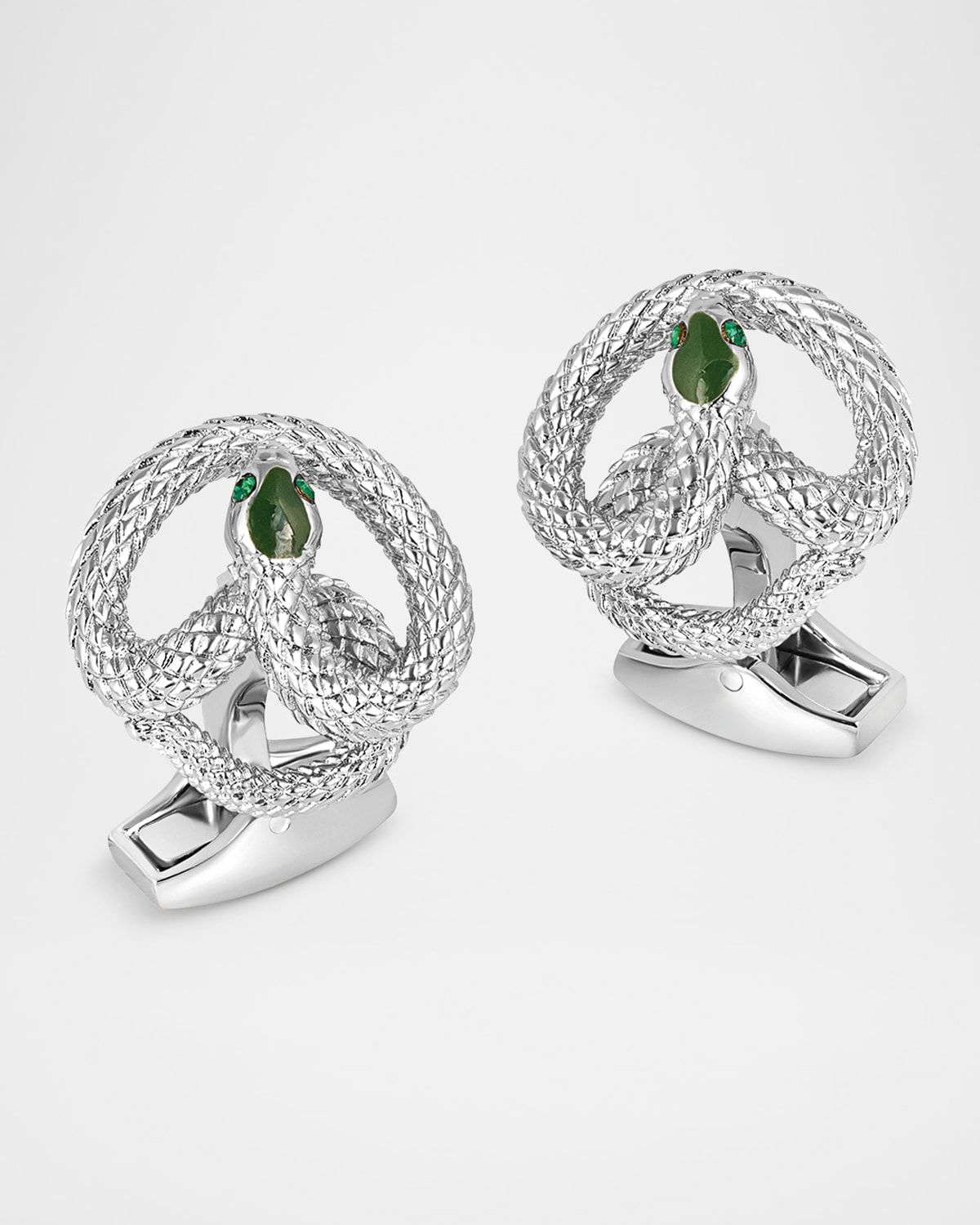 Men & apos;s Palladium Viper Cufflinks with Enamel and Crystals