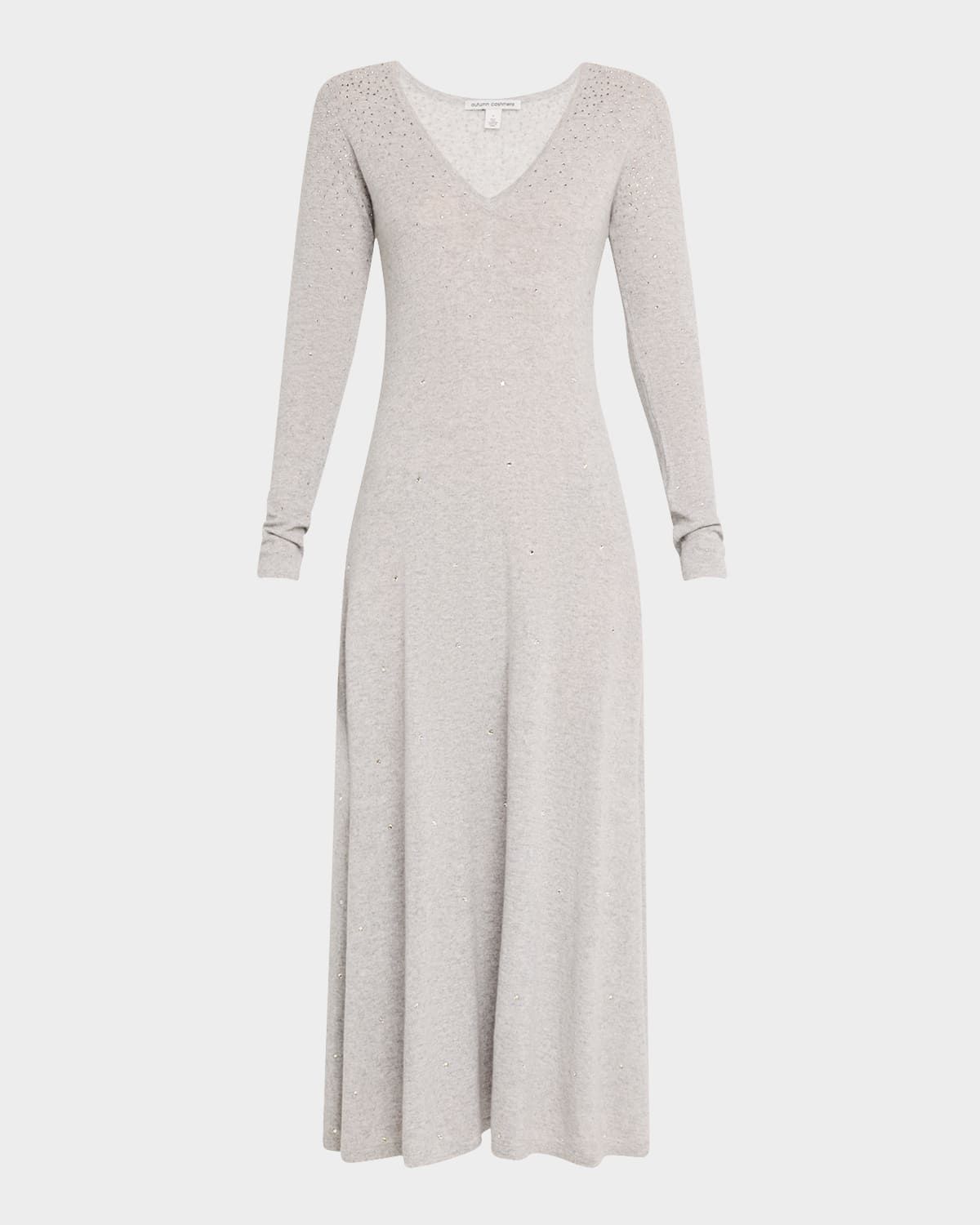 Rhinestone Cashmere Midi Sweater Dress