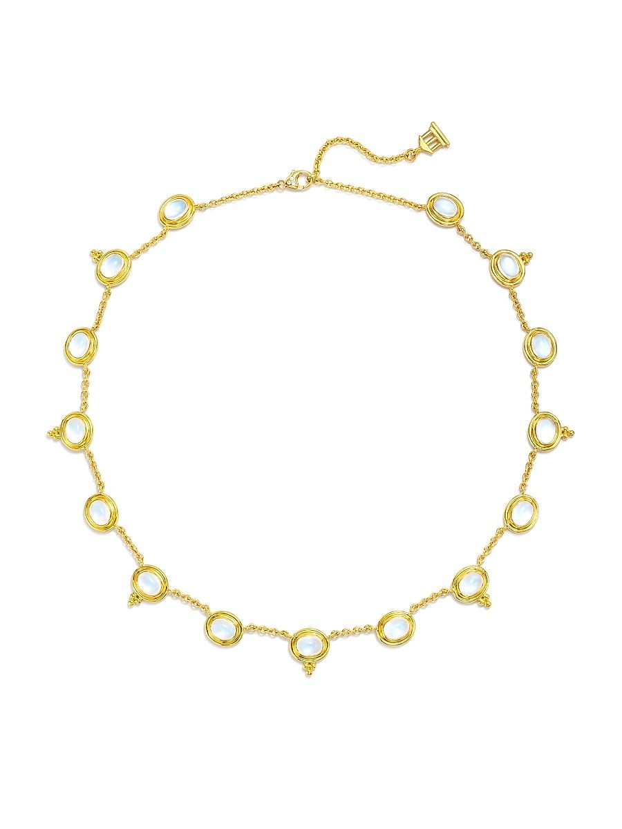 Women's Florence86 18K Yellow Gold, Diamond & Blue Moonstone Temple Station Necklace - Gold
