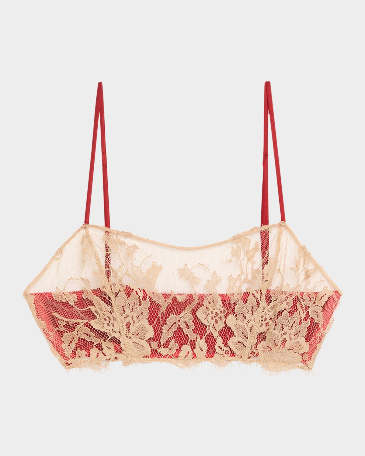 Orchid Floral Lace & Stretch Silk Bandeau Bra