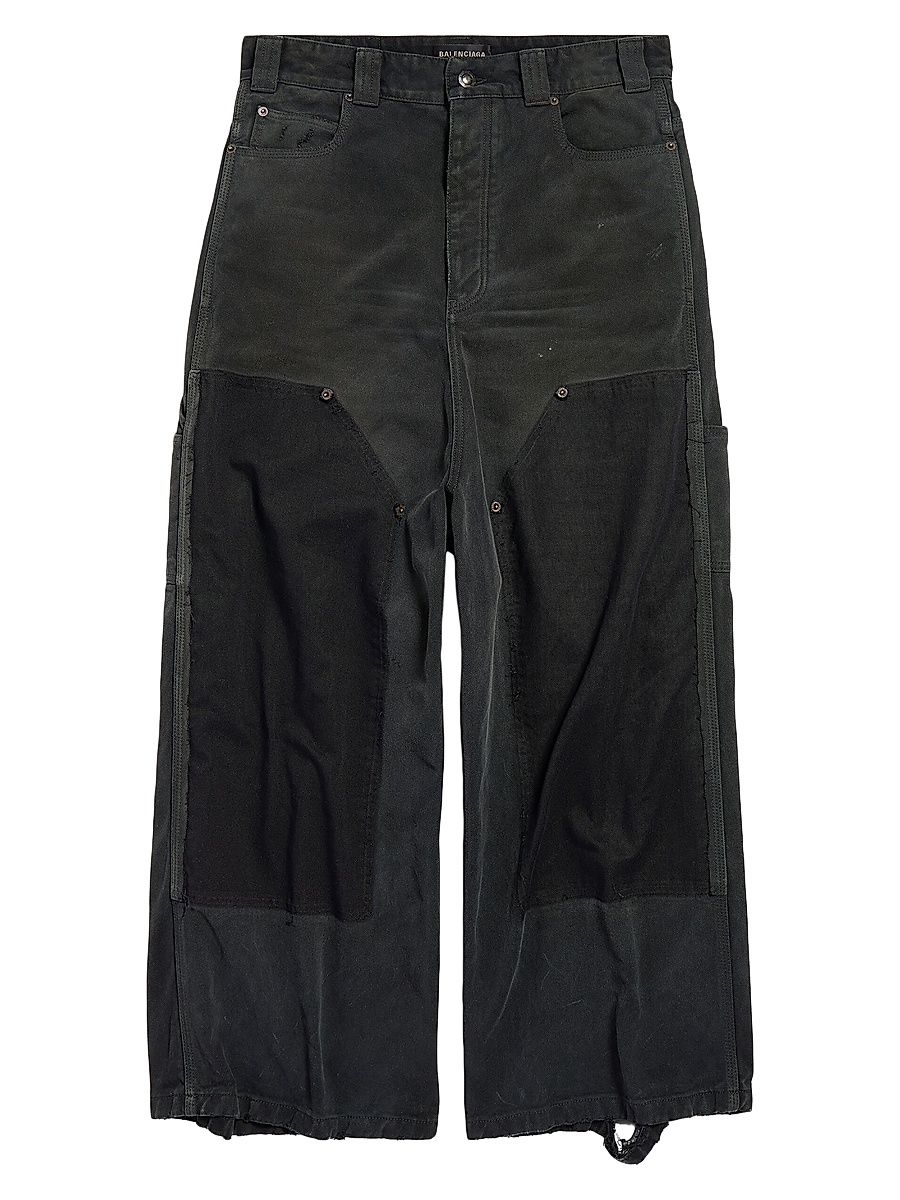 Men's Ripped Off Baggy Jeans - Black - Size Small