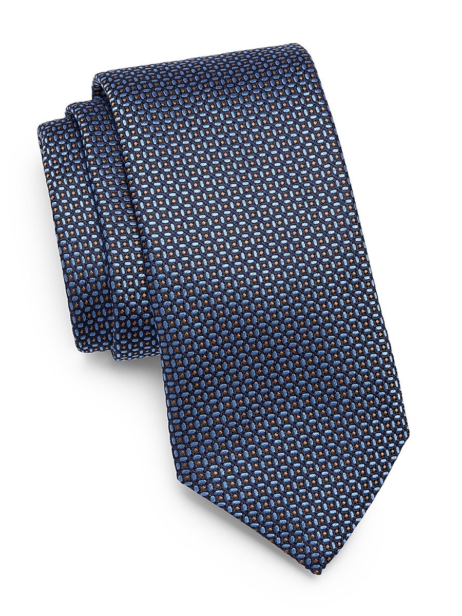 Men's Neat Geometric Silk Tie - Blue