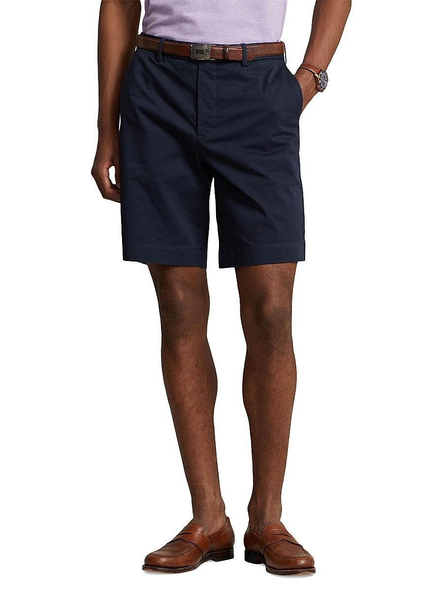 Men's Stretch-Twill Flat-Front Shorts - Aviator Navy - Size 40