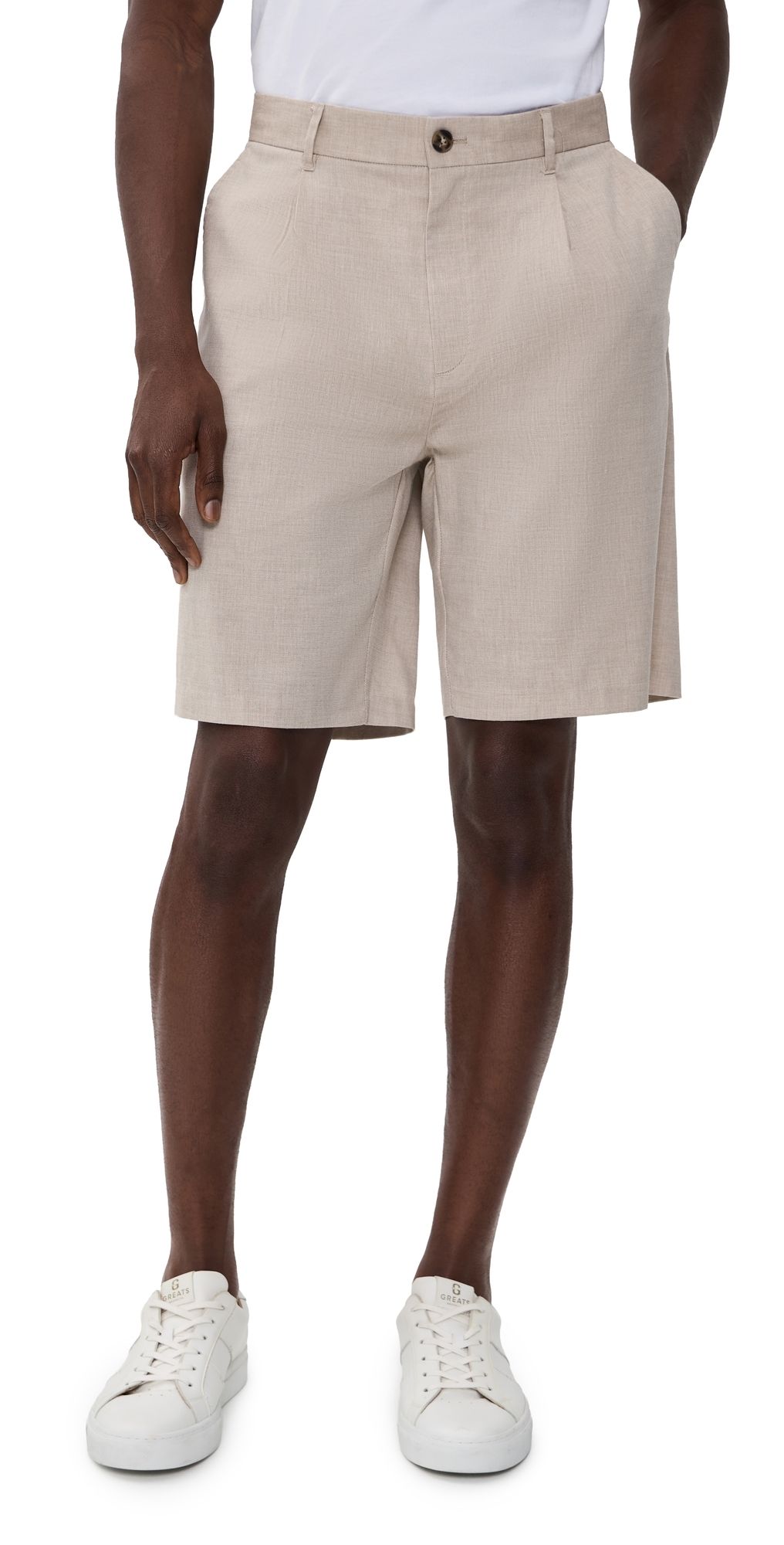 Les Deux Reece Pleated Slub Shorts Light Sand 29