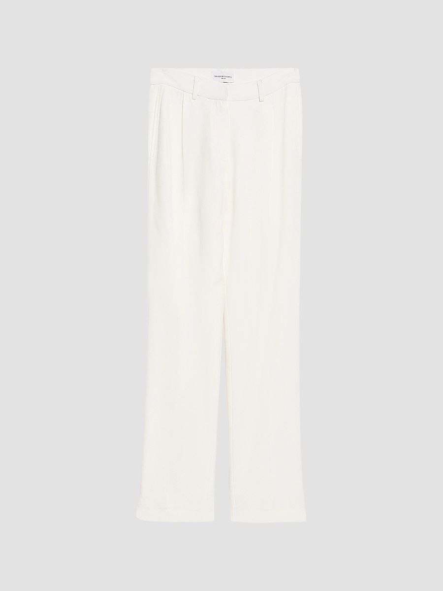 Brandon Maxwell Women's The Irving Double Crepe Straight-Leg Trousers - Ivory - Size 8