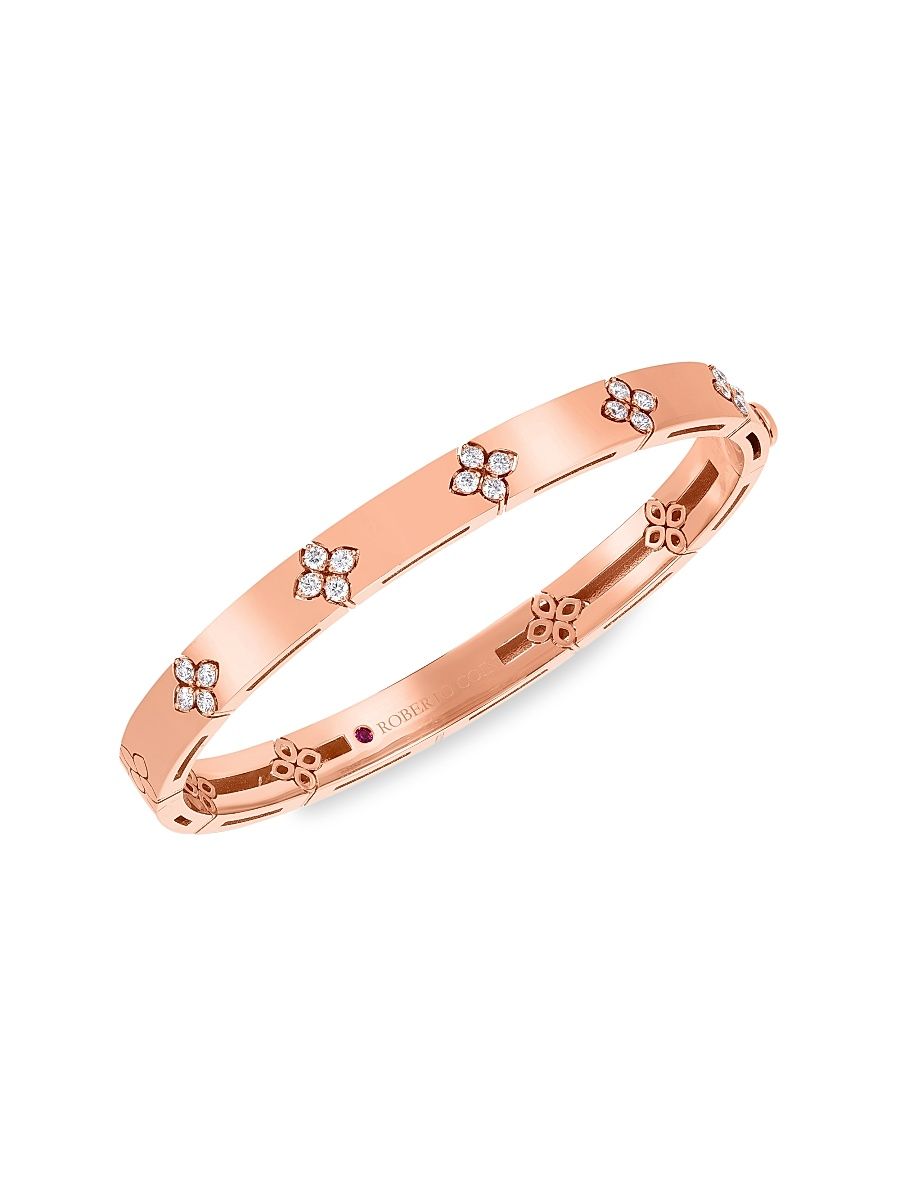 Women's Verona 18K Rose Gold & Diamond Hinged Bangle Bracelet - Rose Gold - Size 7