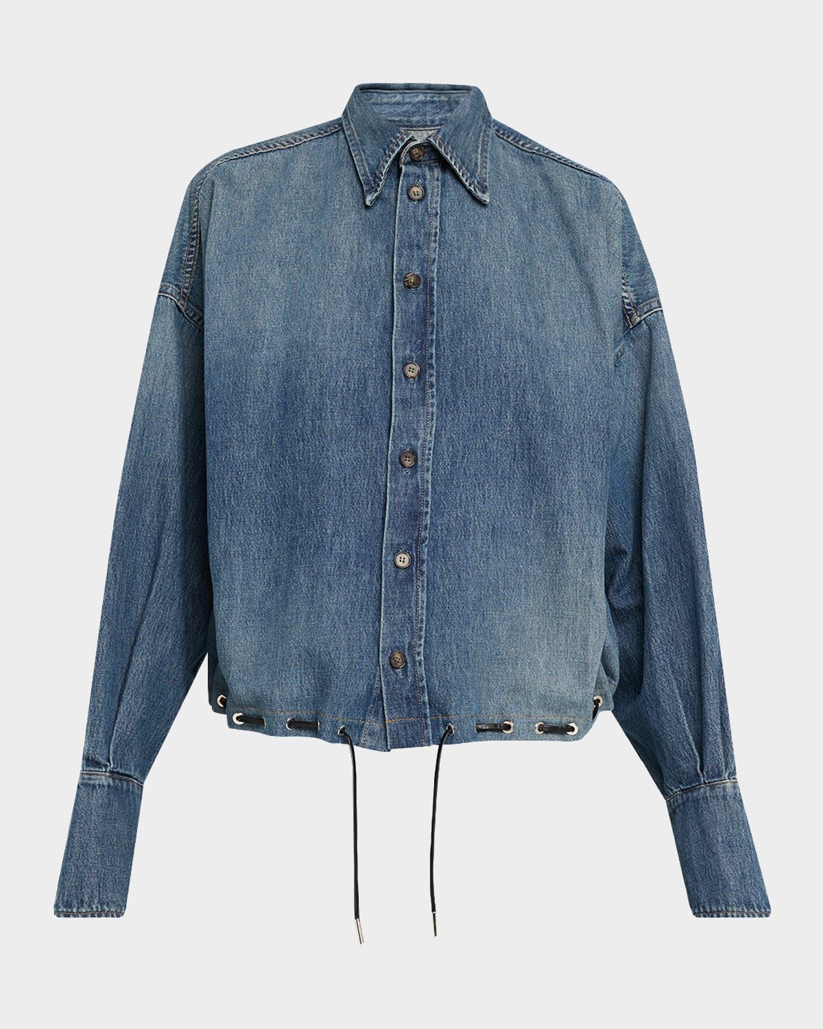 Leland Denim Drawstring Bubble Shirt