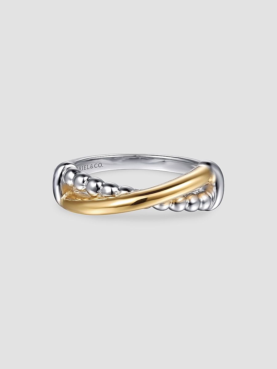 Gabriel & Co Women's Bujukan 14K Yellow Gold & Sterling Silver Crisscross Ring - Sterling Silver - Size 6.5