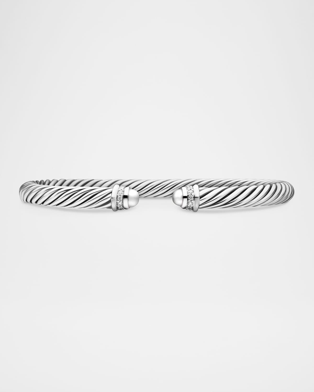 Cable Bracelet with Diamonds in Silver, 5mm