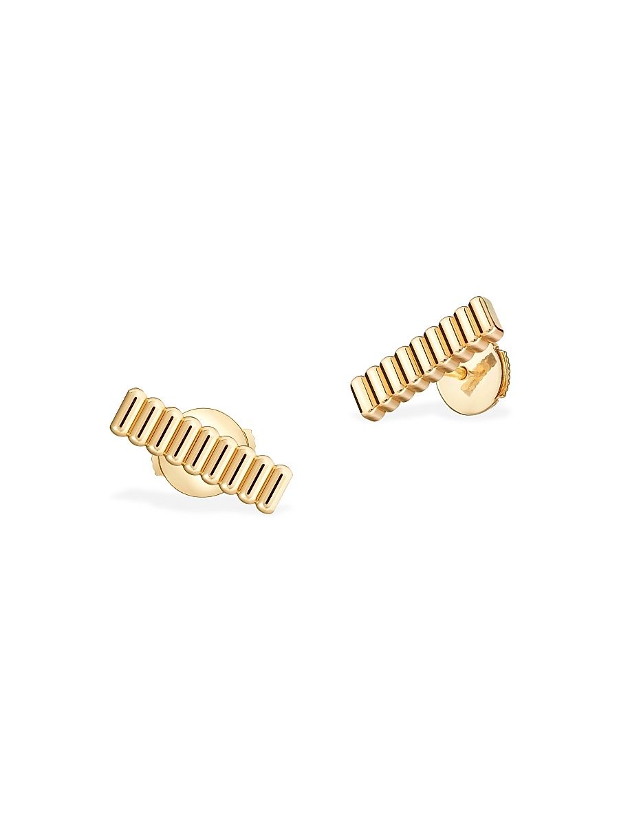 Women's Quatre 18K Yellow Gold Grosgrain Stud Earrings - Yellow Gold