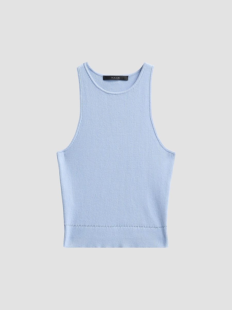 Women's Avery Rib-Knit Racerback Tank Top - Sky - Size XS