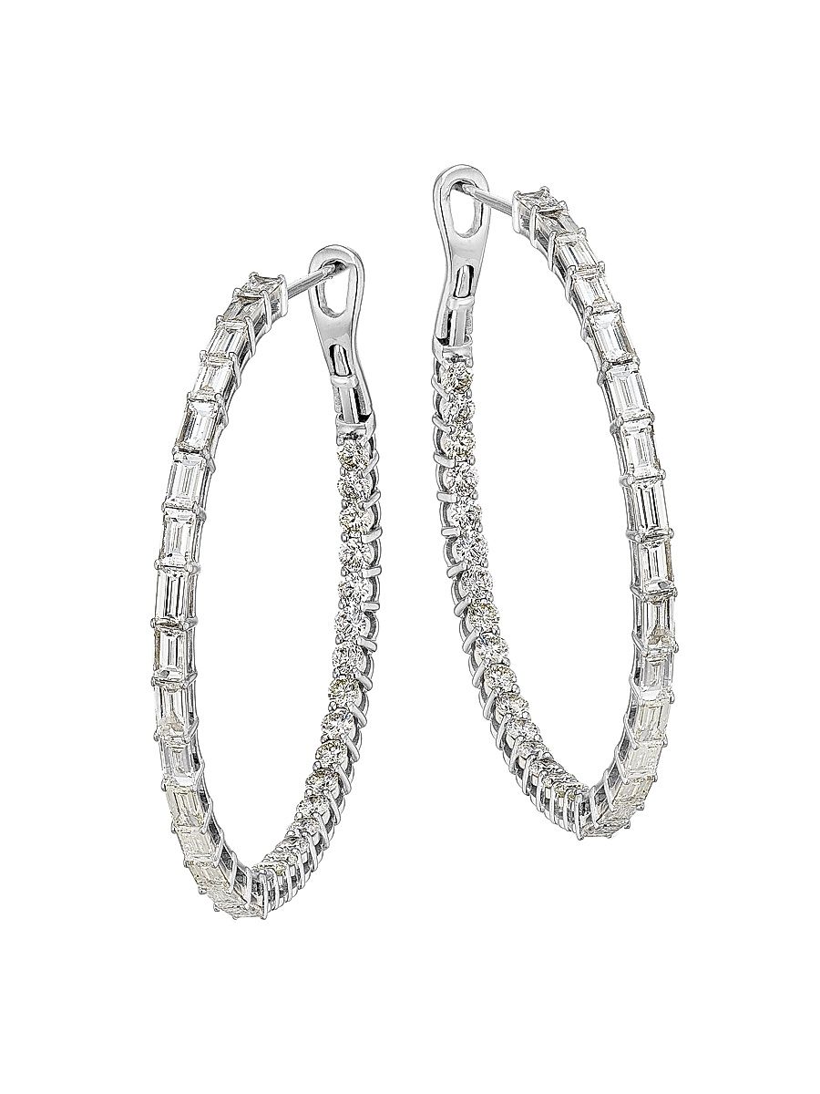 Women's Undecided 14K White Gold & 3.6 TCW Diamond Inside-Out Hoop Earrings - White Gold