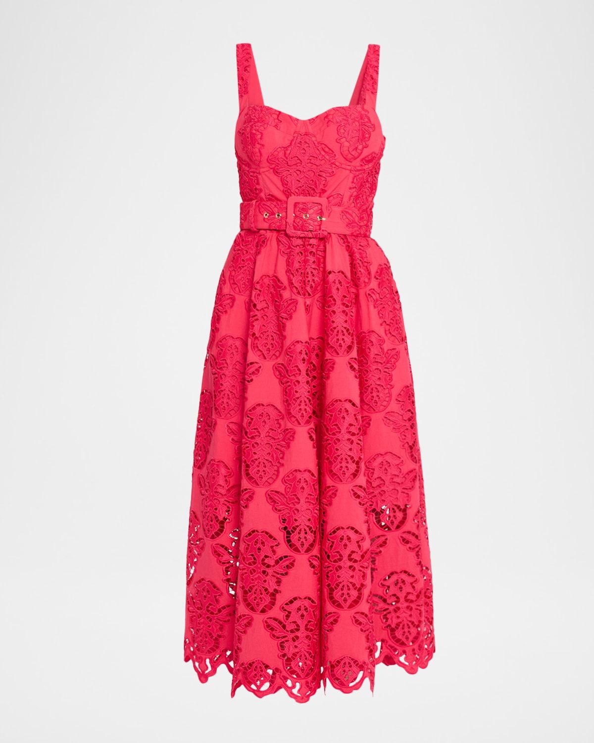 Calypso Embroidered A-Line Midi Dress