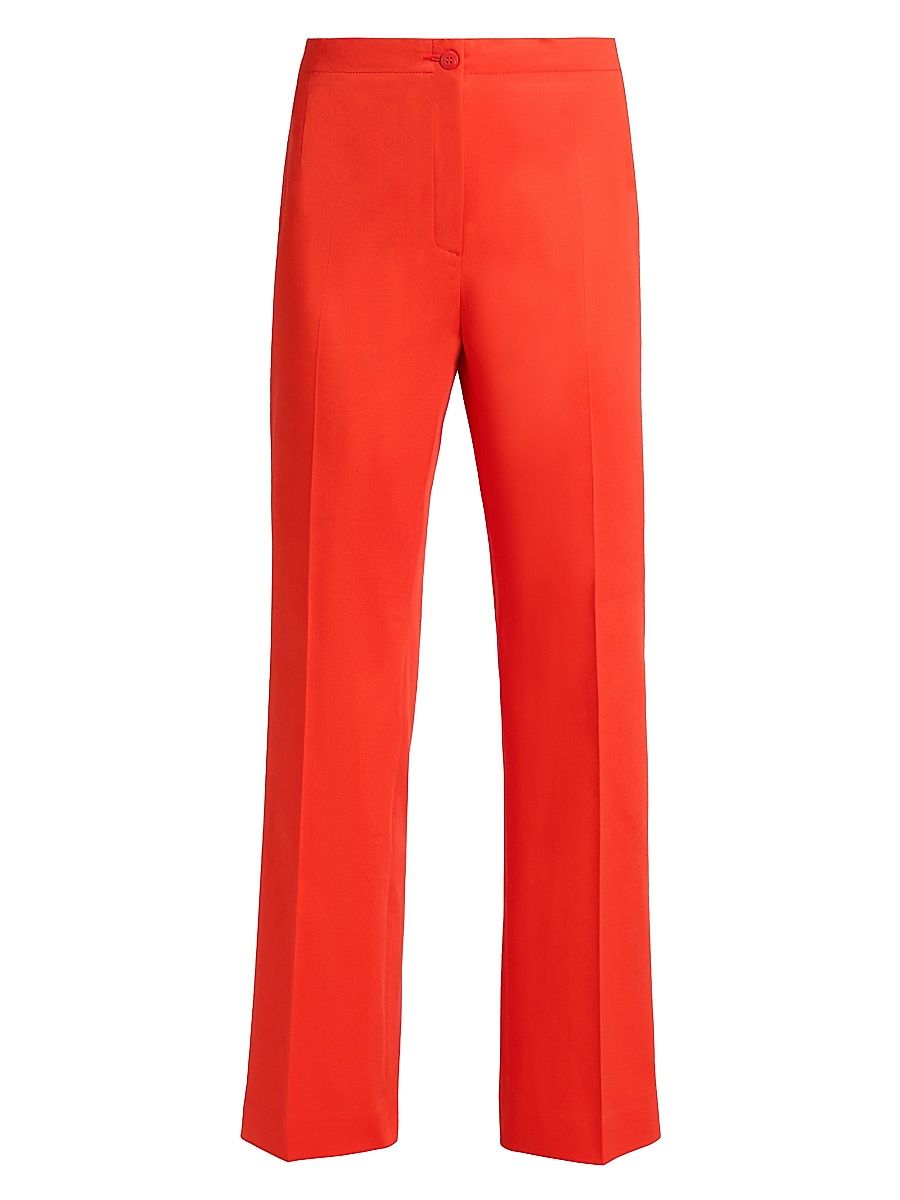 Women's Roma Stretch-Cotton Straight-Leg Pants - Poppy - Size 8