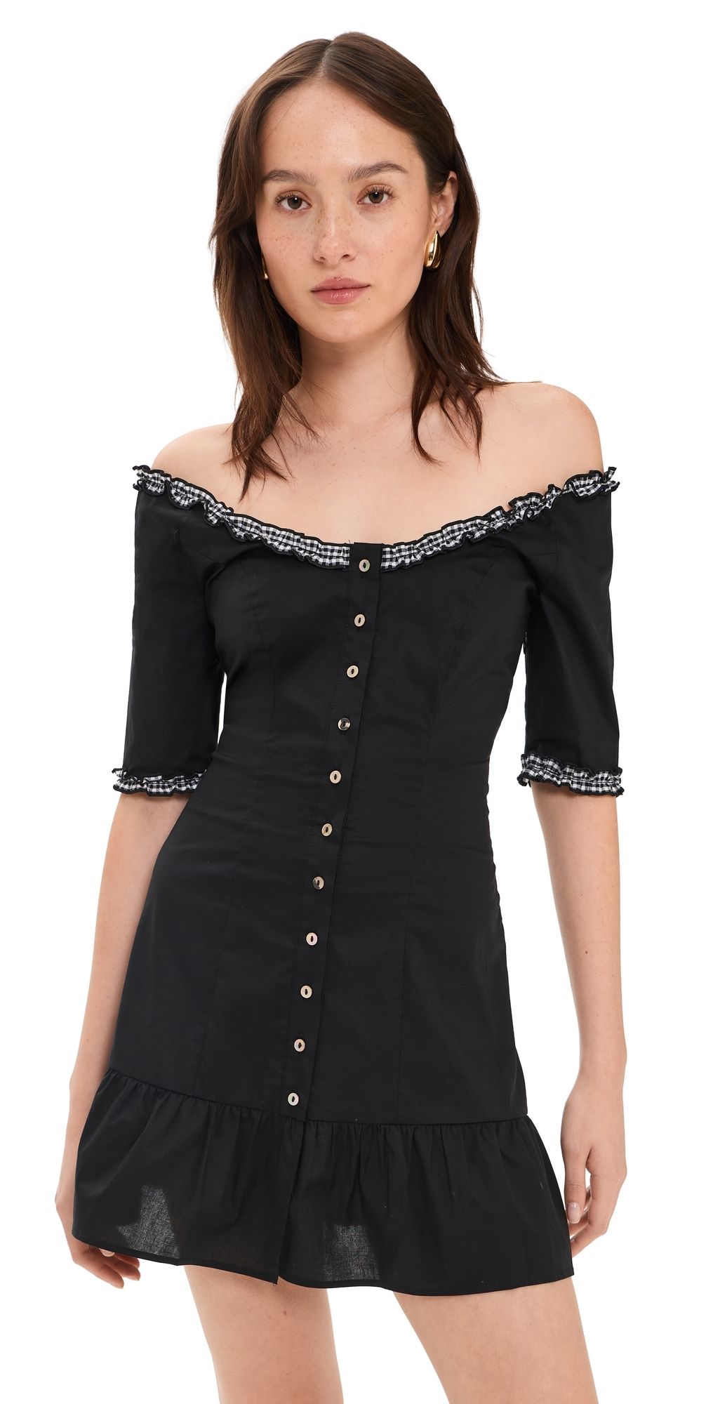 Frankies Bikinis Sweet Dreams Poplin Mini Dress Black XS