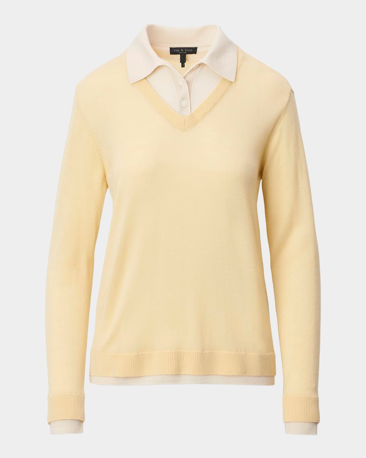 Anna Layered Wool Polo Sweater