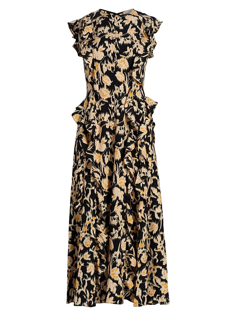 Women's Flo Abstract-Print Sleeveless Midi-Dress - Tourmaline - Size 8