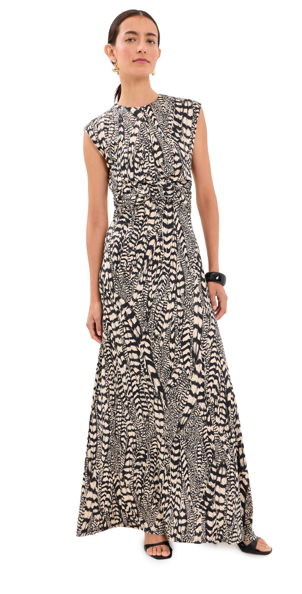 Johanna Ortiz The Lone Muse Ankle Dress BLACK / ECRU 10