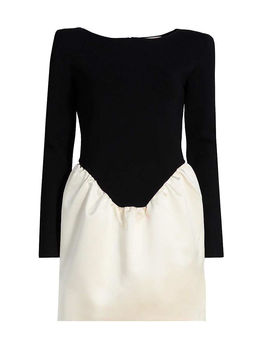 Women's Marley Mix-Media Minidress - Black Ivory - Size XL