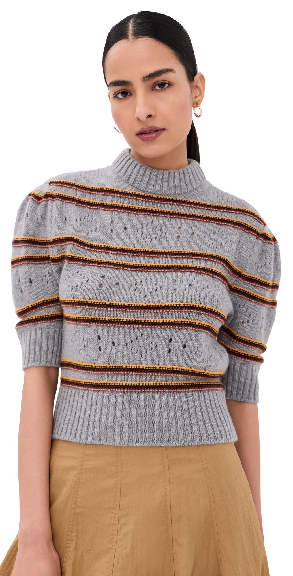 Marni Openwork Knit Cashmere Sweater Inox 40
