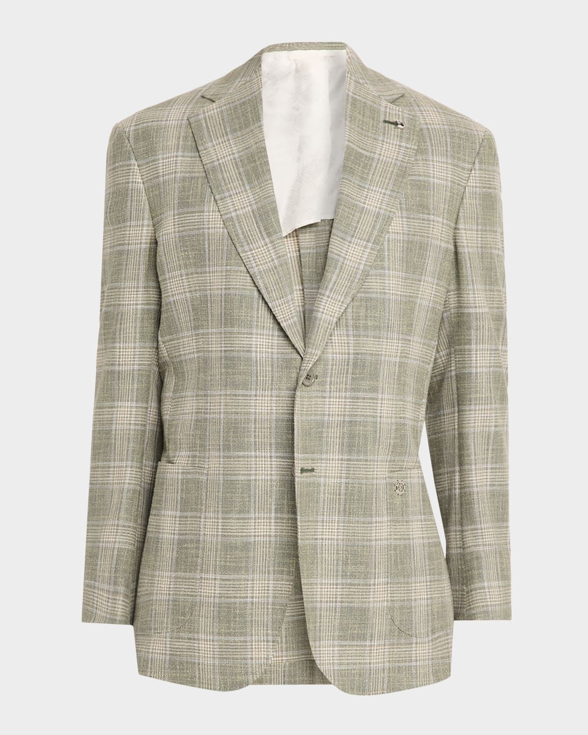 Men & apos;s Wool, Silk and Cotton Glen Plaid Sport Coat