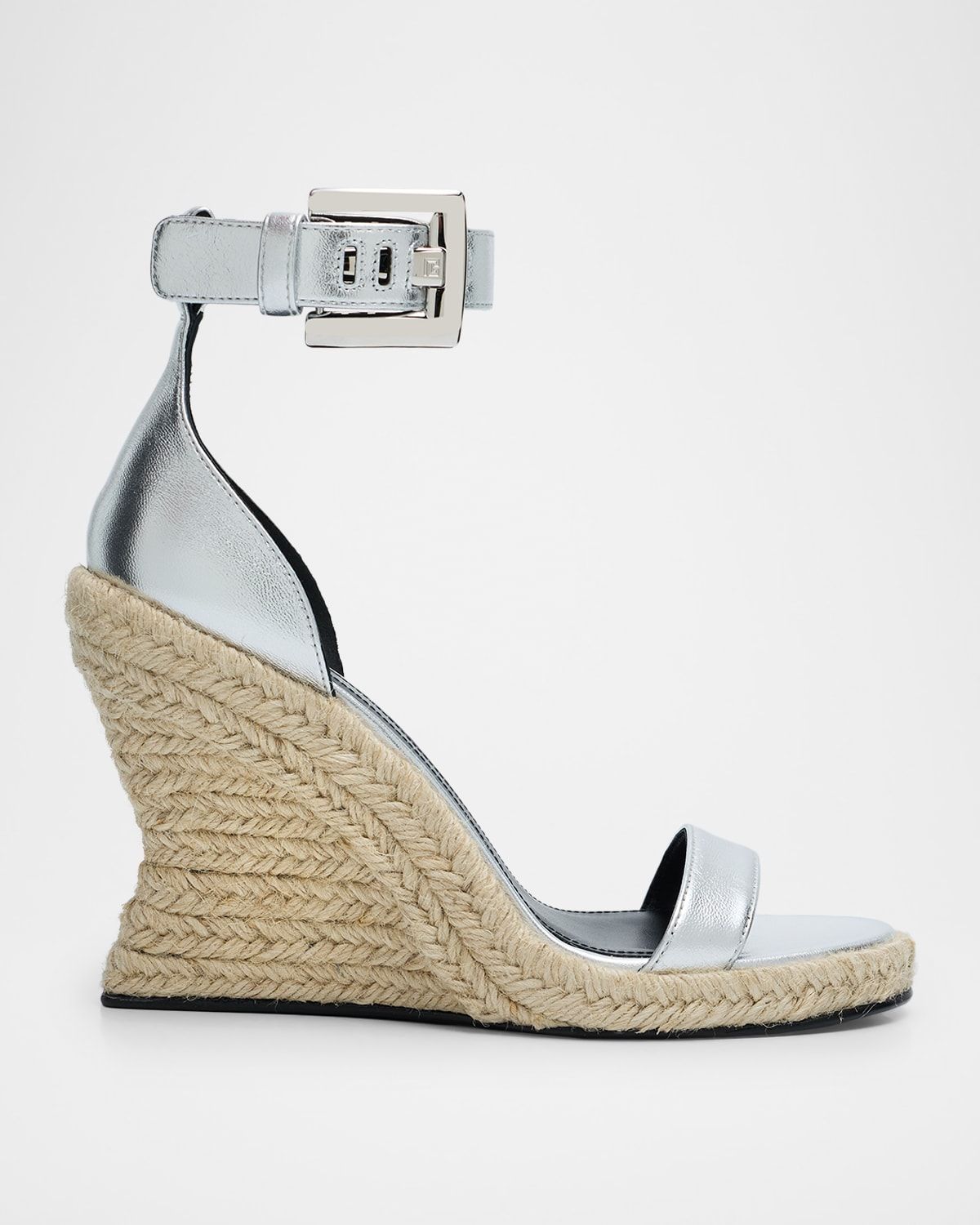 85mm Metallic Leather Espadrille Wedge Sandals
