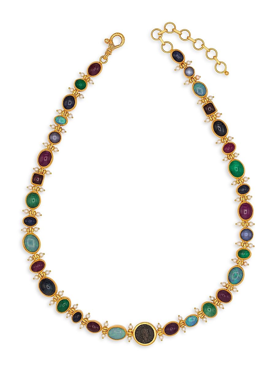 Women's Multi-Stone & 24K Yellow Gold Necklace - Yellow Gold