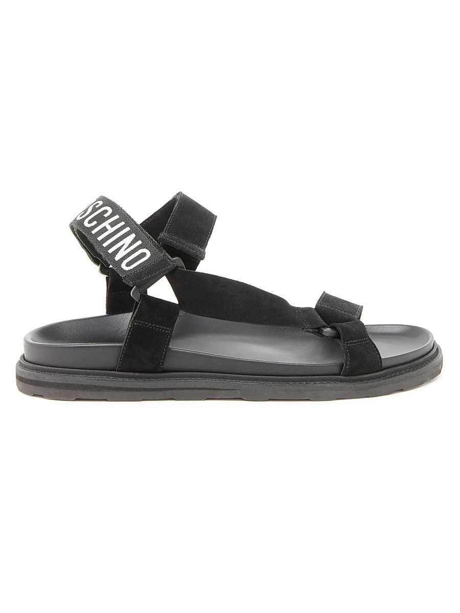 Men's Logo Sporty Leather Sandals - Black - Size 12