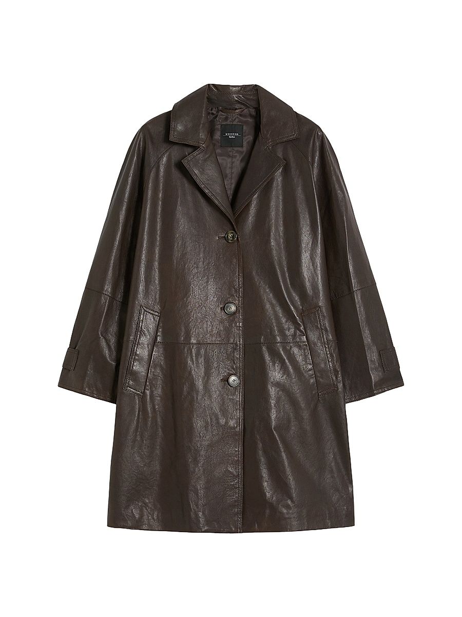 Women's Nappa Leather Overcoat - Brown - Size 16