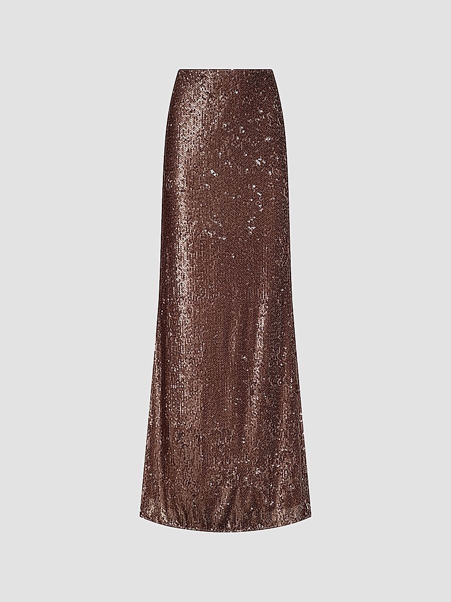 Women's Zeta Sequined Maxi Skirt - Dark Hazelnut - Size 14