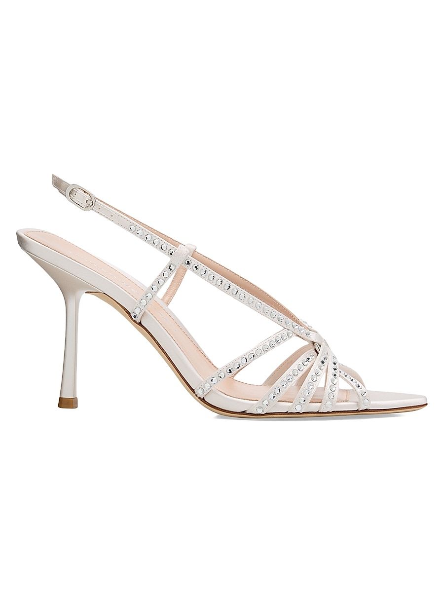 Women's Carlyle 85MM Embellished Slingback Sandals - Cream - Size 9.5
